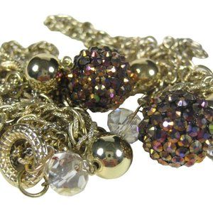 Set 2 Necklace  33 in Bracelet Stretch Goldtone Chain Multi- Strand Beaded